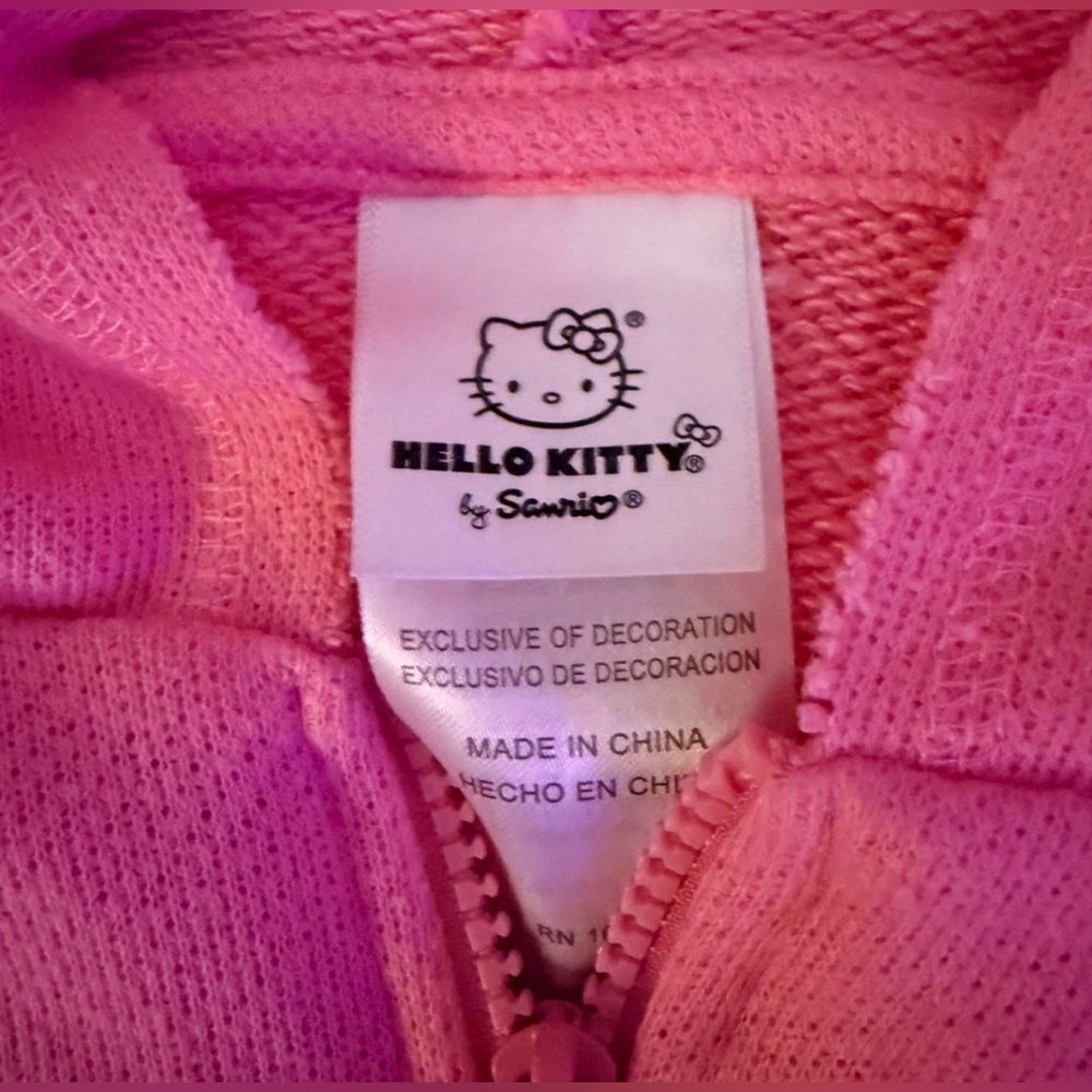 Girls (kids) Hello Kitty Pink Lightweight Zip Up Hooded Jacket - Picture 8 of 10